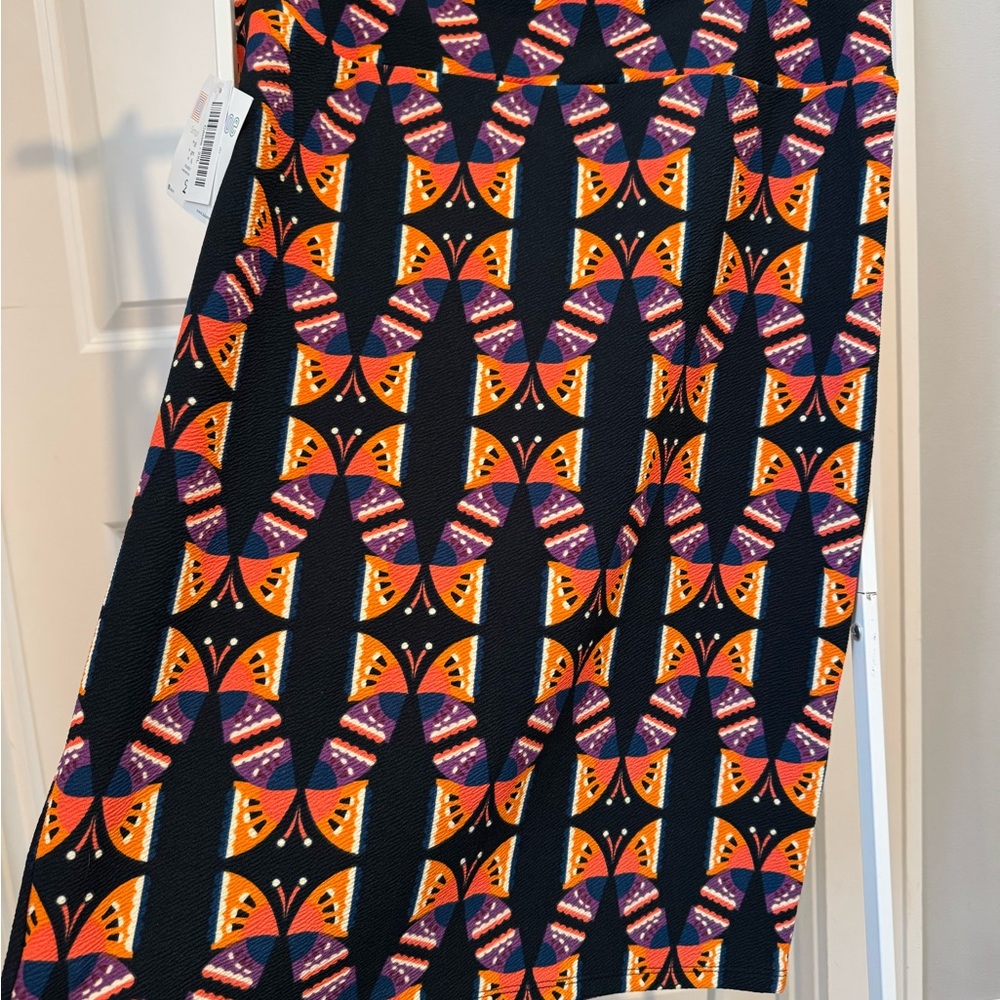 NWT LuLaRoe Pencil Skirt with Orange and Purple Geometric Pattern